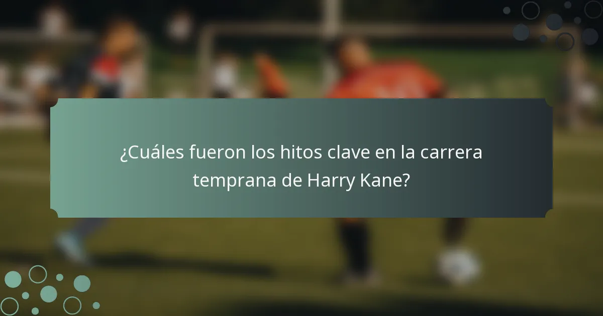 ¿Cuáles fueron los hitos clave en la carrera temprana de Harry Kane?