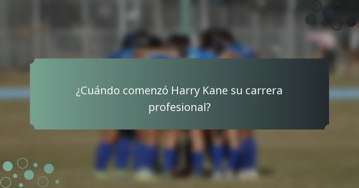 ¿Cuándo comenzó Harry Kane su carrera profesional?