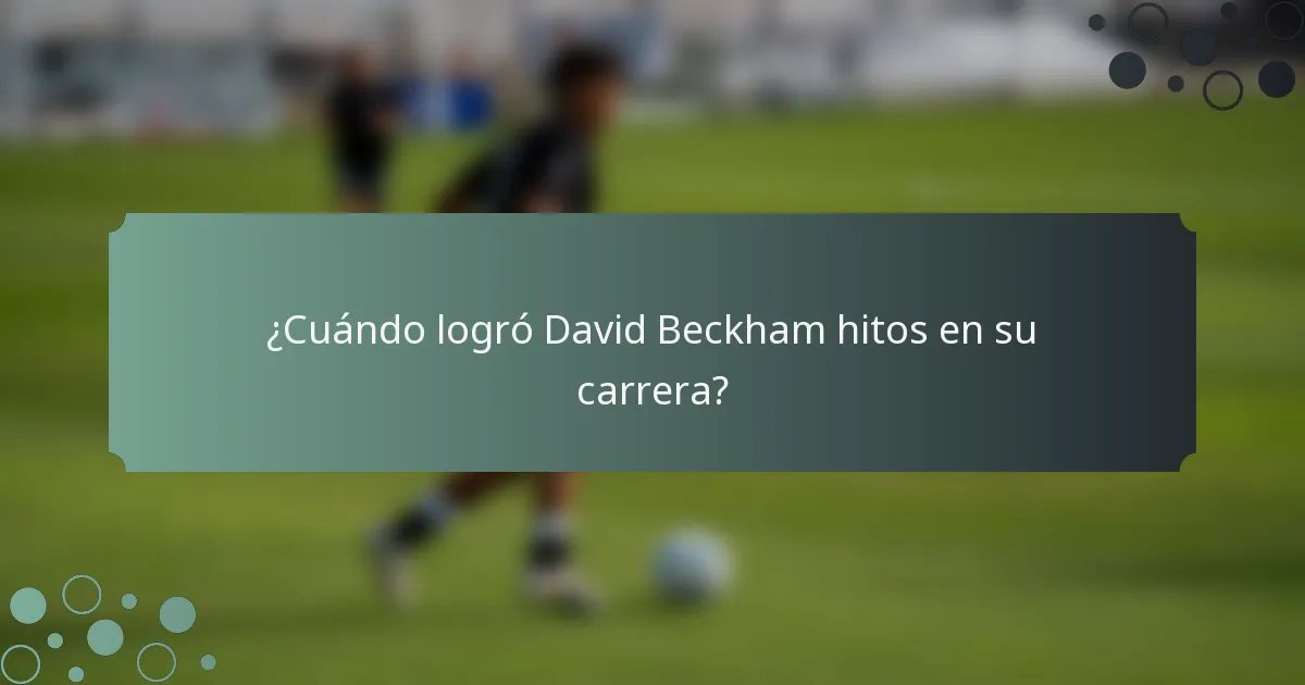 ¿Cuándo logró David Beckham hitos en su carrera?