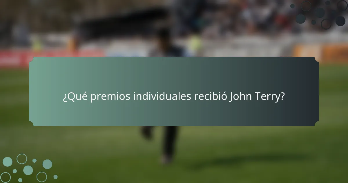 ¿Qué premios individuales recibió John Terry?