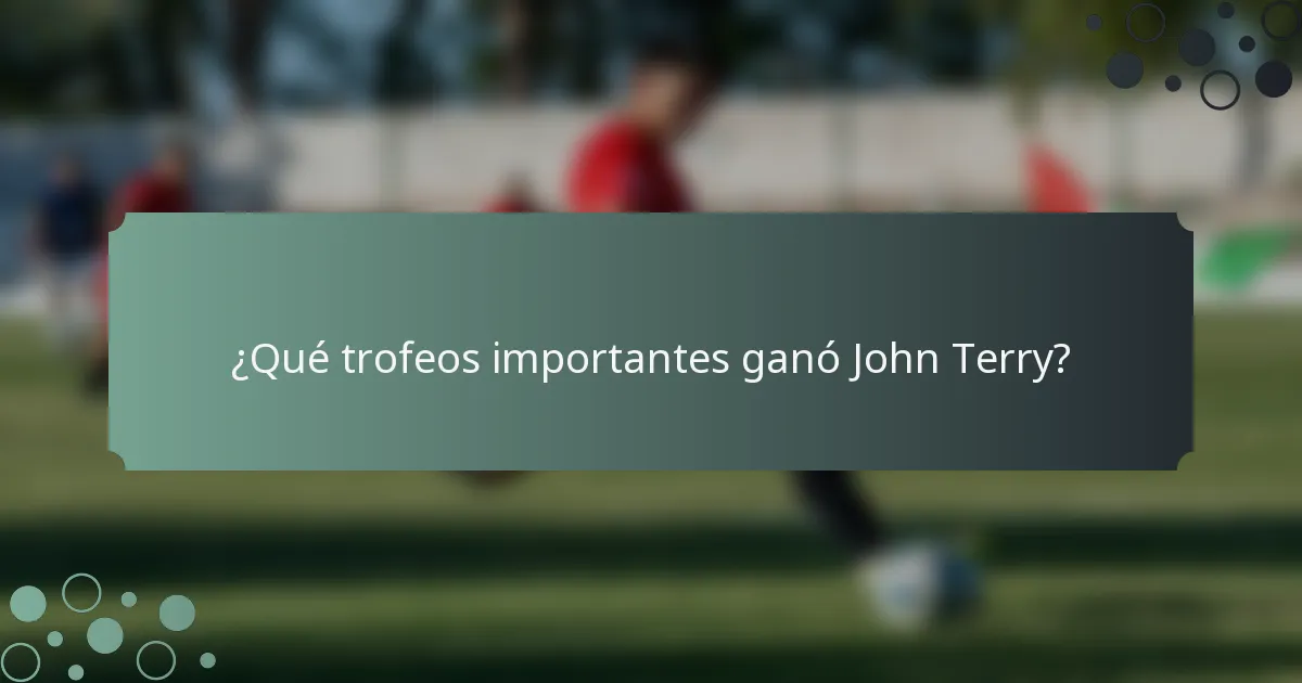 ¿Qué trofeos importantes ganó John Terry?