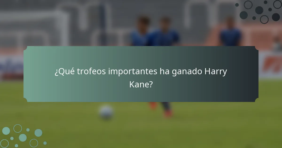¿Qué trofeos importantes ha ganado Harry Kane?